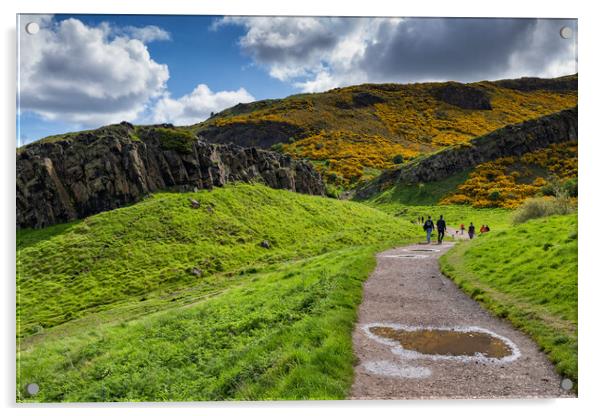 Hiking Trail In Holyrood Park In Edinburgh Acrylic by Artur Bogacki