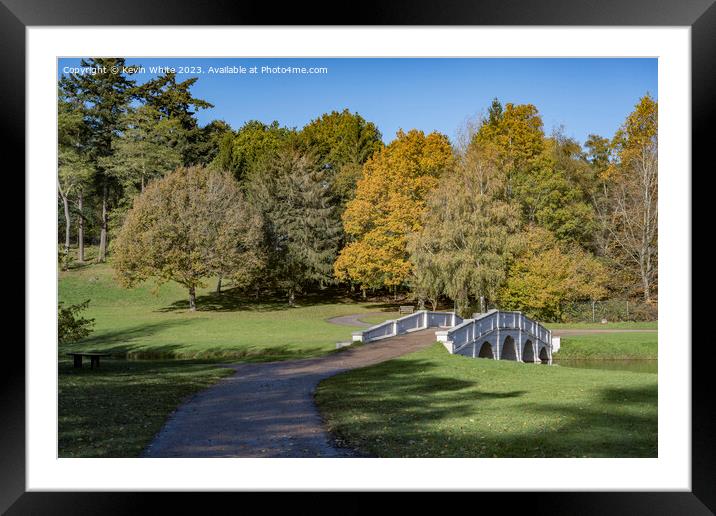 Five arch bridge at Painshill gardens in autumn Framed Mounted Print by Kevin White