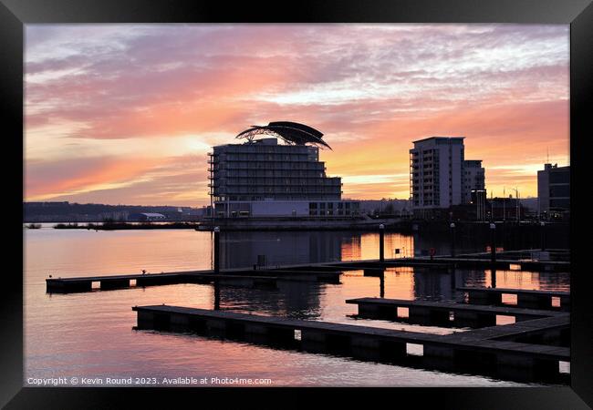 Cardiff Bay Winter Sunset two Framed Print by Kevin Round