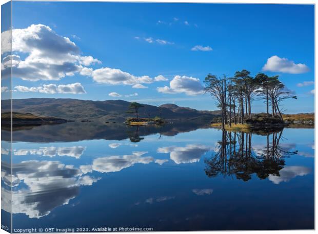Loch Assynt Reflections Sutherland North West Scottish Highlands  Canvas Print by OBT imaging