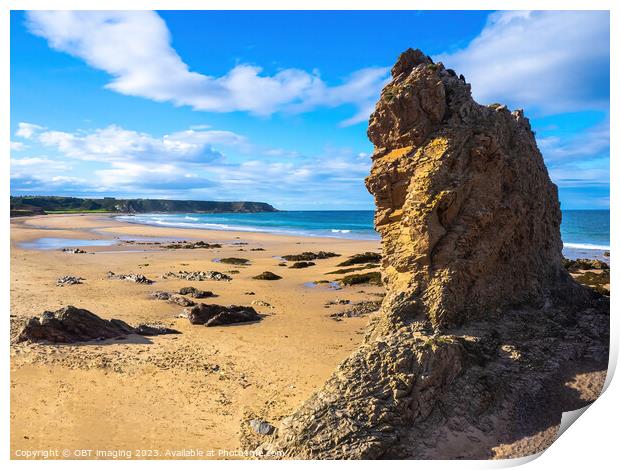 Cullen Beach Bay & Majestic Quartzite Rock Morayshire Scotland Print by OBT imaging