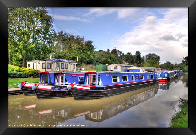 Leighton Buzzard barges for hire  Framed Print by Rob Hawkins