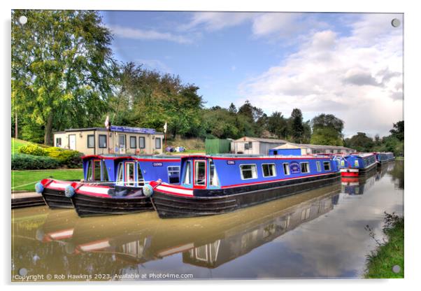 Leighton Buzzard barges for hire  Acrylic by Rob Hawkins
