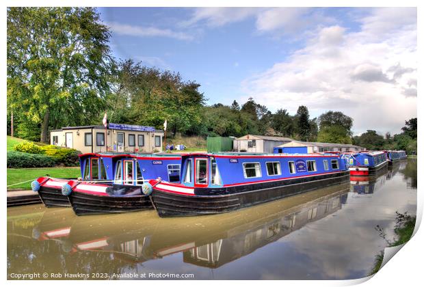 Leighton Buzzard barges for hire  Print by Rob Hawkins