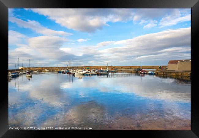 Hopeman Harbour Reflections Morayshire North East  Framed Print by OBT imaging
