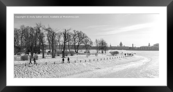 St Petersburg Frozen River Neva Framed Mounted Print by Andy Salter