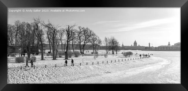 St Petersburg Frozen River Neva Framed Print by Andy Salter