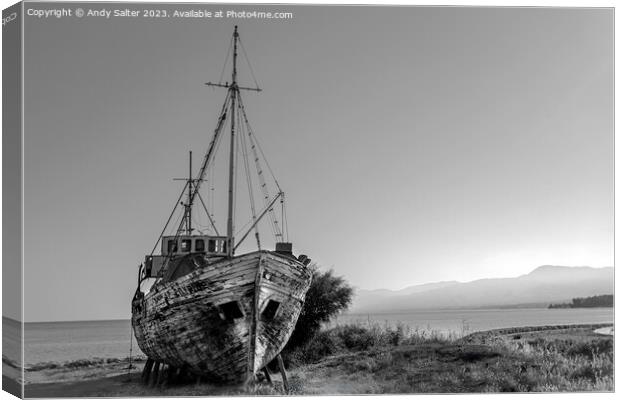 Decaying Ship Latchi Cyprus Canvas Print by Andy Salter