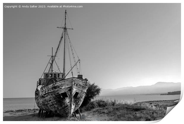 Decaying Ship Latchi Cyprus Print by Andy Salter