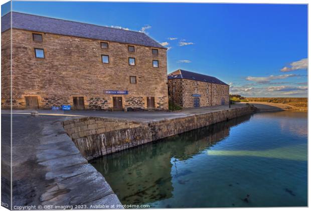Portsoy Harbour Portsoy Aberdeenshire 17th Century Building Reflections Canvas Print by OBT imaging