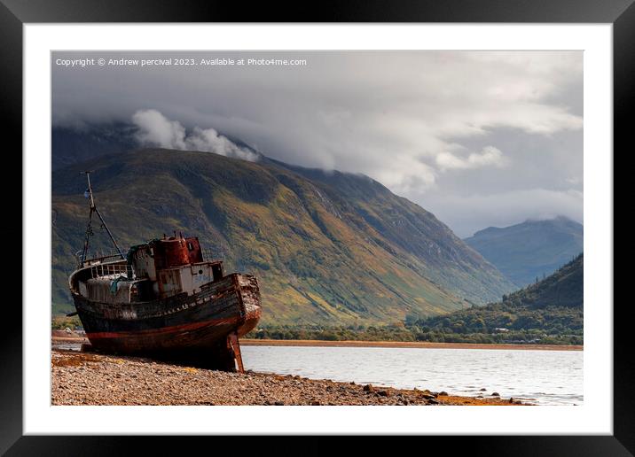 Corpach Shipwreck, Loch Linnhe, Fort William Framed Mounted Print by Andrew percival