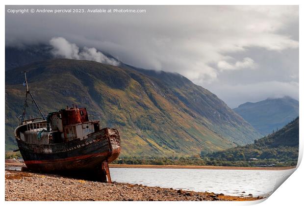 Corpach Shipwreck, Loch Linnhe, Fort William Print by Andrew percival