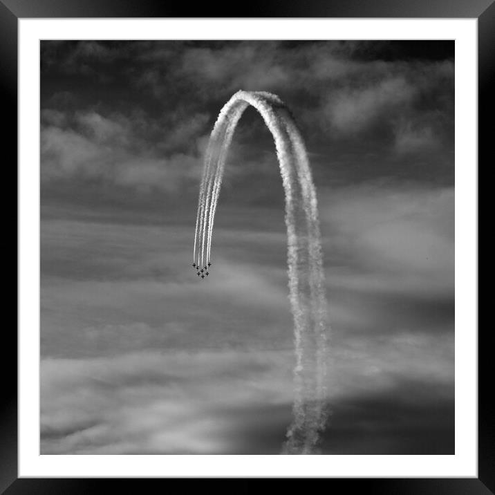 The Red Arrows in Monochrome Framed Mounted Print by Ross McNeillie
