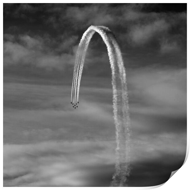 The Red Arrows in Monochrome Print by Ross McNeillie