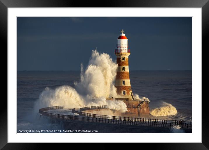 Storm Babet at Roker Framed Mounted Print by Ray Pritchard