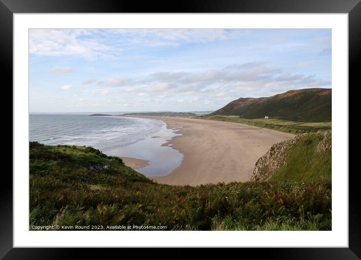 Rhossili Beach on the Gower peninsula in Wales. Framed Mounted Print by Kevin Round