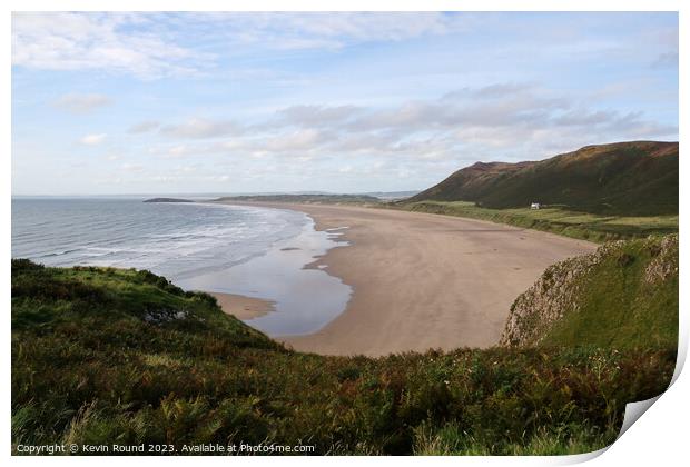 Rhossili Beach on the Gower peninsula in Wales. Print by Kevin Round