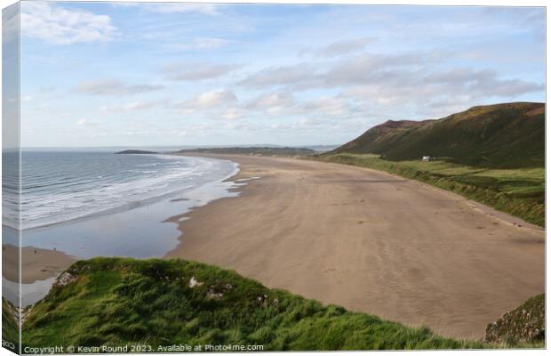 Rhossili Beach Wales. Canvas Print by Kevin Round