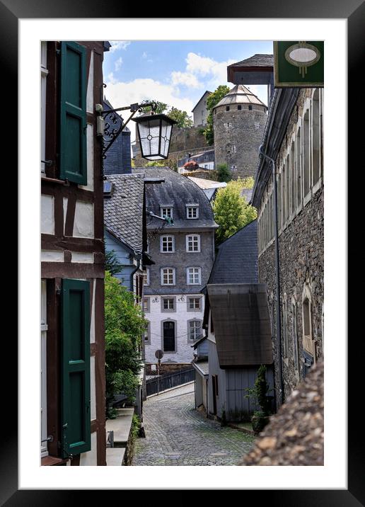 Street in Monschau, Germany Framed Mounted Print by Olga Peddi