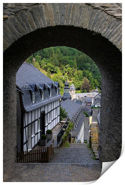 Gate and stairs towards Monschau Print by Olga Peddi