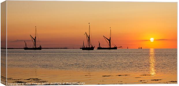Early morning barges at anchor Canvas Print by Alan Payton