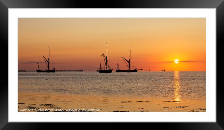 Early morning barges at anchor Framed Mounted Print by Alan Payton