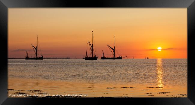 Early morning barges at anchor Framed Print by Alan Payton