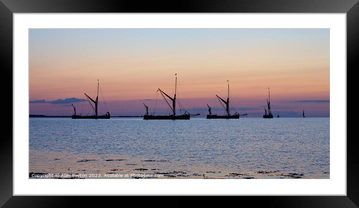 Pre dawn Thames sailing barges at anchor Framed Mounted Print by Alan Payton