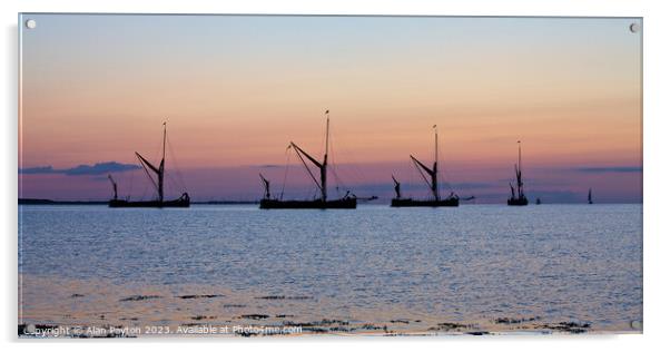 Pre dawn Thames sailing barges at anchor Acrylic by Alan Payton