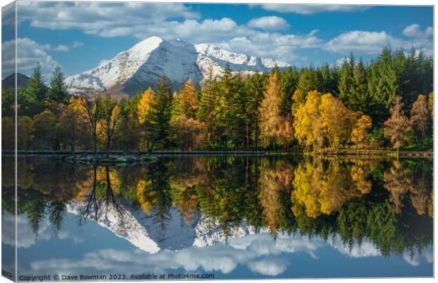 Autumn Reflection on Glencoe Lochan Canvas Print by Dave Bowman