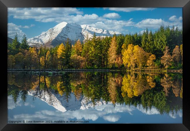 Autumn Reflection on Glencoe Lochan Framed Print by Dave Bowman