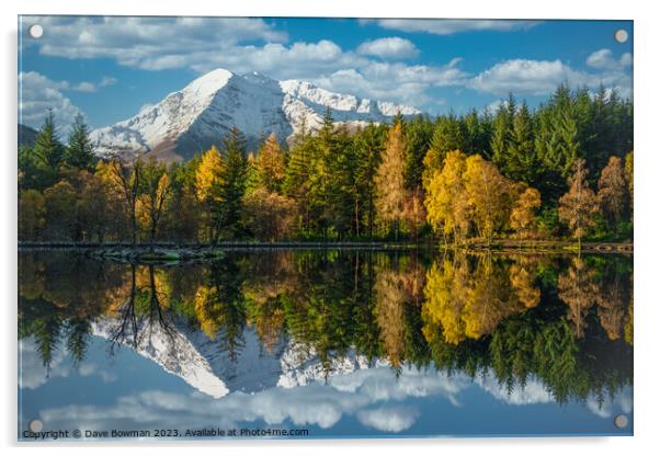 Autumn Reflection on Glencoe Lochan Acrylic by Dave Bowman
