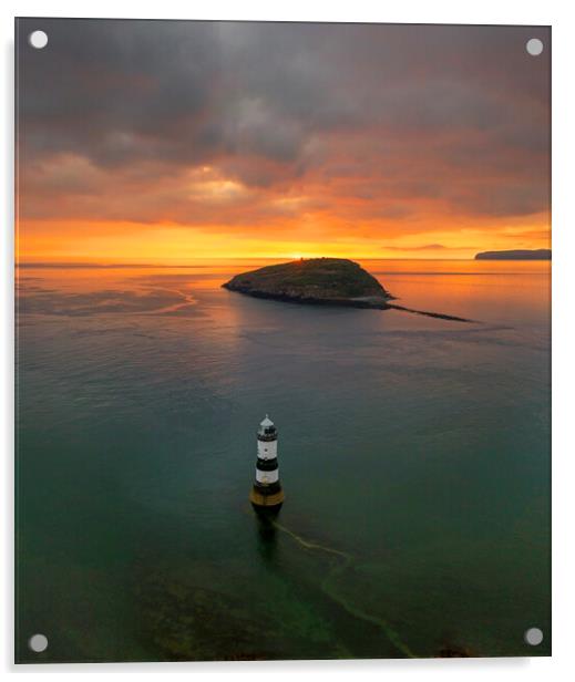 Penmon lighthouse Acrylic by Sandra Kepkowska