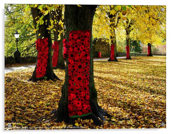Remembrance Poppies on Autumn Trees in Knaresborough Acrylic by Mark Sunderland