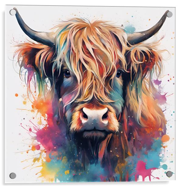 Highland Cow Ink Splat Acrylic by Picture Wizard