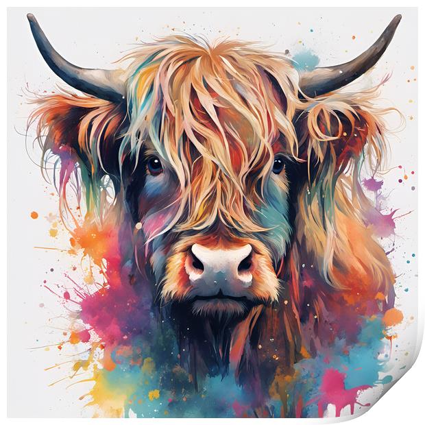 Highland Cow Ink Splat Print by Picture Wizard