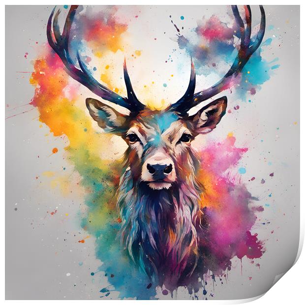 Highland Stag Ink Splat Print by Picture Wizard