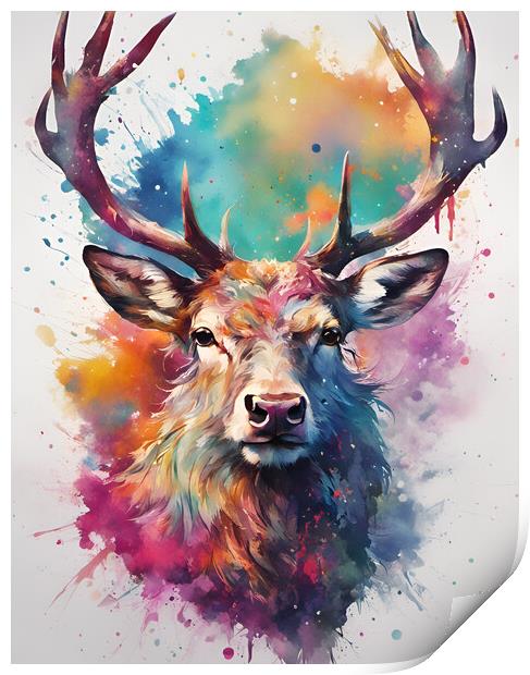 Highland Stag Ink Splat Print by Picture Wizard