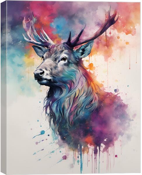 Highland Stag Ink Splat Canvas Print by Picture Wizard