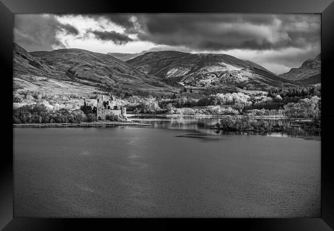 The ruin of Kilchurn Castle, Highland mountains and Loch Awe. Framed Print by Andrea Obzerova