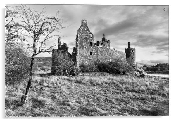 The ruin of Kilchurn Castle. Acrylic by Andrea Obzerova