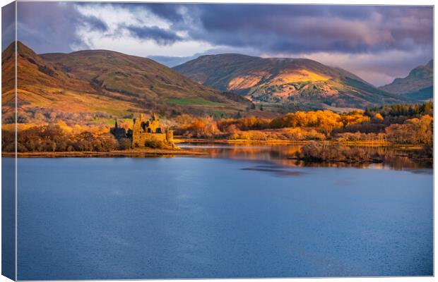 The ruin of Kilchurn Castle, Highland mountains and Loch Awe. Canvas Print by Andrea Obzerova