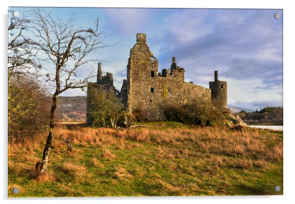 The ruin of Kilchurn Castle. Acrylic by Andrea Obzerova
