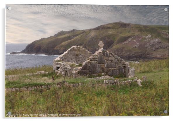 St. Helens Oratory Cape Cornwall Acrylic by Andy Durnin