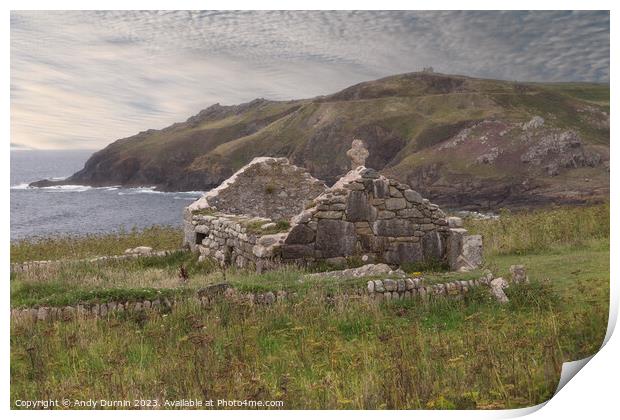 St. Helens Oratory Cape Cornwall Print by Andy Durnin