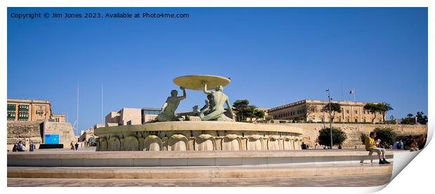 Triton Fountain, Valletta Print by Jim Jones
