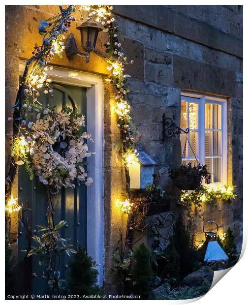 Christmas cottage window Print by Martin fenton