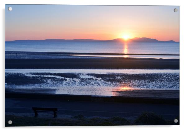 Prestwick and Arran sunset Acrylic by Allan Durward Photography