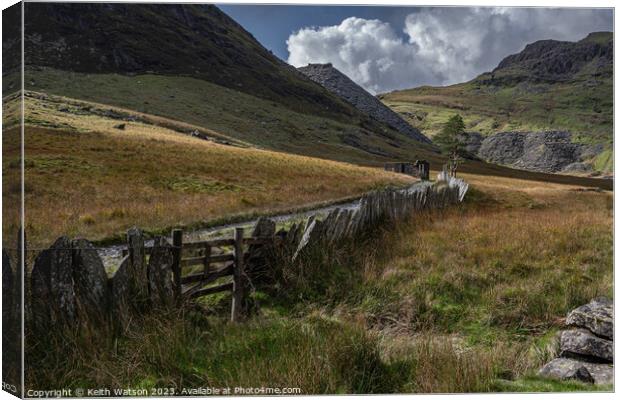 Cwmorthin Path to Chapel  Canvas Print by Keith Watson