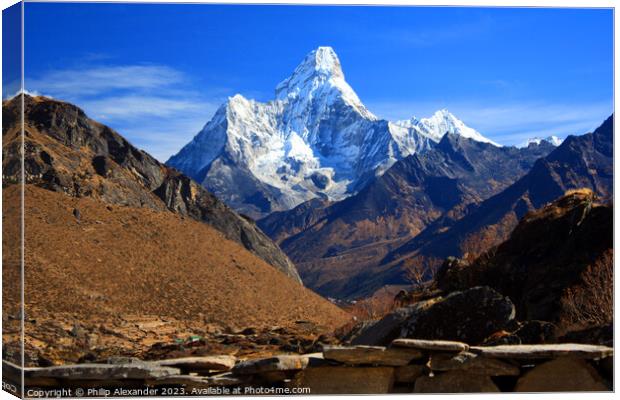 Ama Dablam from Khumjung, Nepal Canvas Print by Philip Alexander